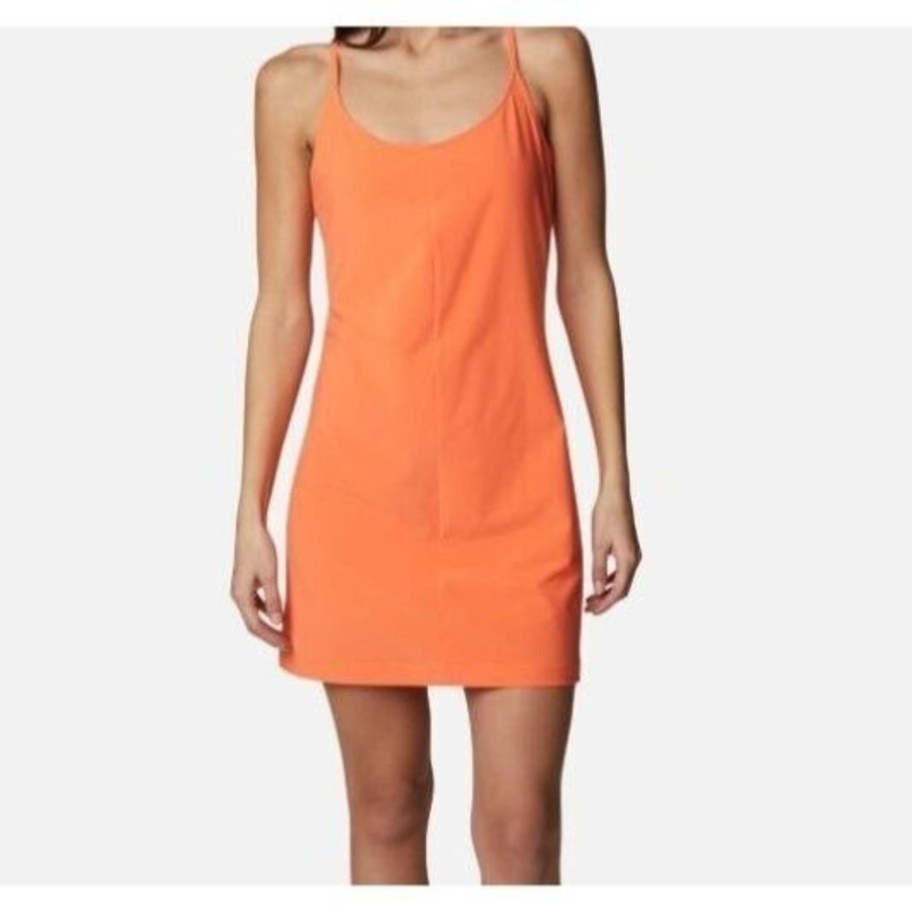 Columbia M Pleasant Creek Tennis Dress Built In Bra Shorts Orange  Medium